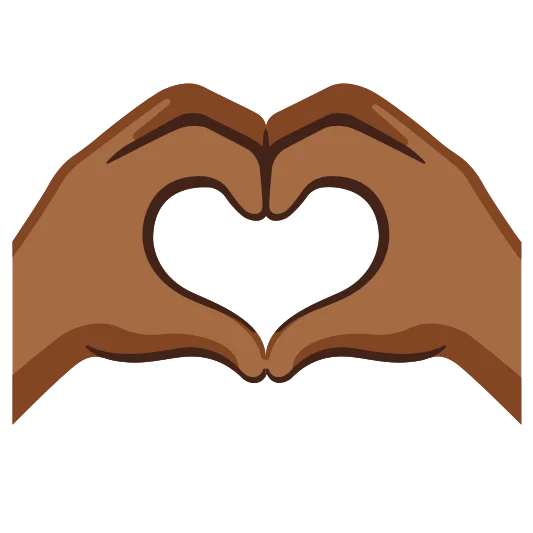 The heart hands: medium-dark skin tone emoji.
