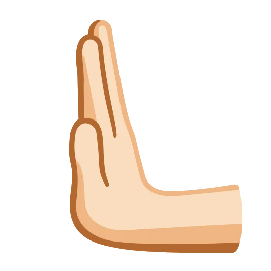 The leftwards pushing hand: light skin tone emoji.