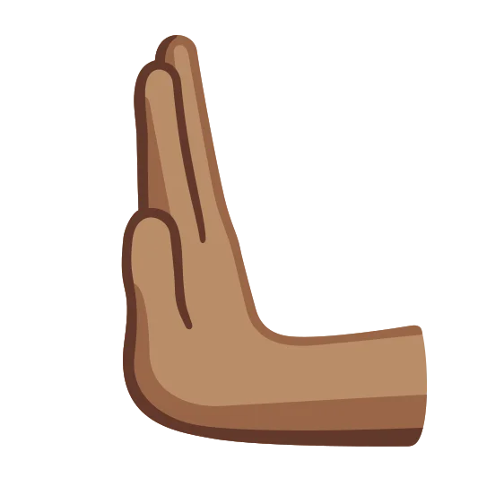 The leftwards pushing hand: medium skin tone emoji.