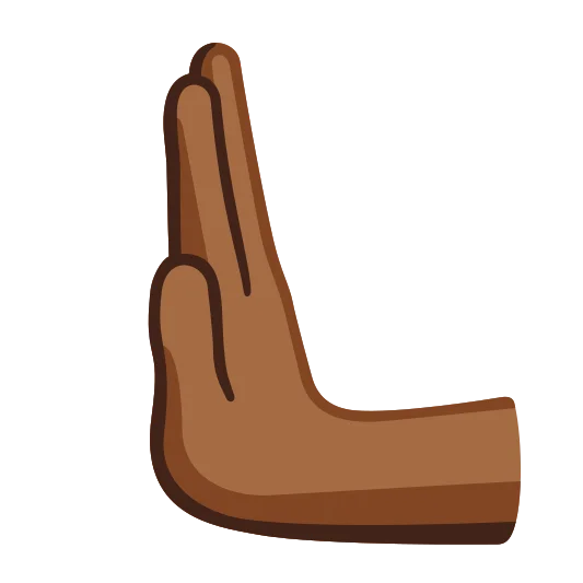 The leftwards pushing hand: medium-dark skin tone emoji.