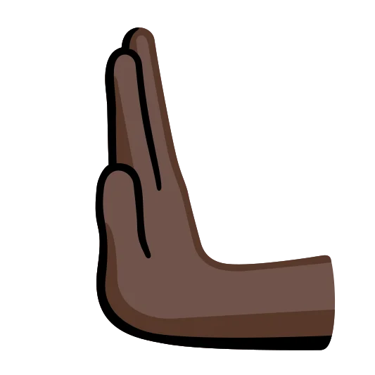 The leftwards pushing hand: dark skin tone emoji.