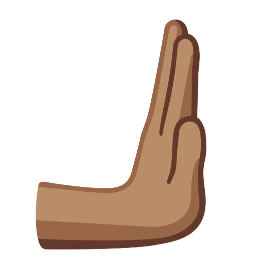 The rightwards pushing hand: medium skin tone emoji.