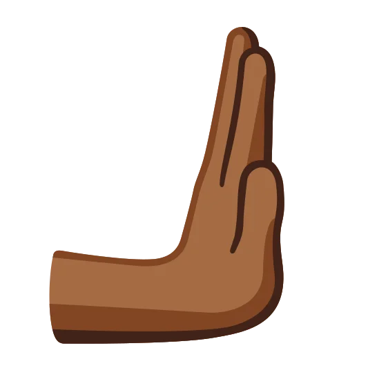 The rightwards pushing hand: medium-dark skin tone emoji.