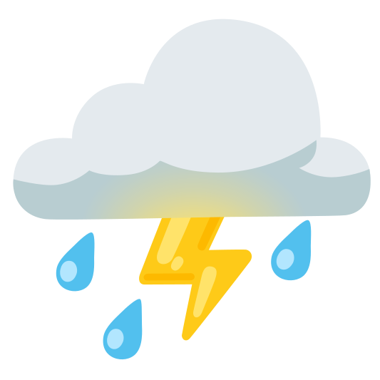The cloud with lightning and rain emoji.