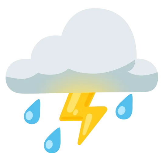 The cloud with lightning and rain emoji.