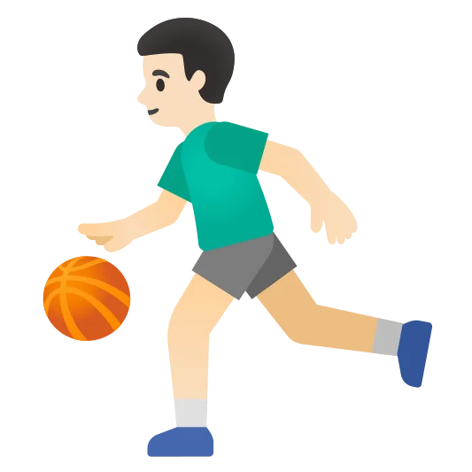 The man bouncing ball: light skin tone emoji.