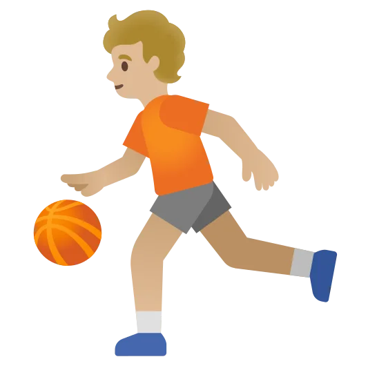 The person bouncing ball: medium-light skin tone emoji.