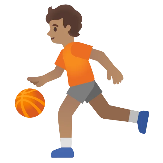 The person bouncing ball: medium skin tone emoji.