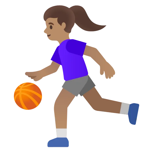 The woman bouncing ball: medium skin tone emoji.
