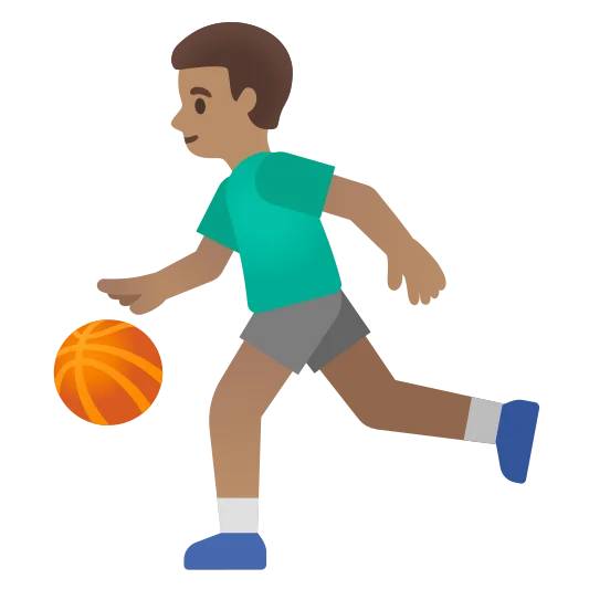 The man bouncing ball: medium skin tone emoji.
