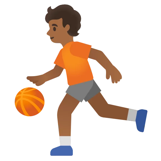 The person bouncing ball: medium-dark skin tone emoji.