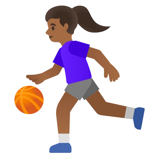 The woman bouncing ball: medium-dark skin tone emoji.