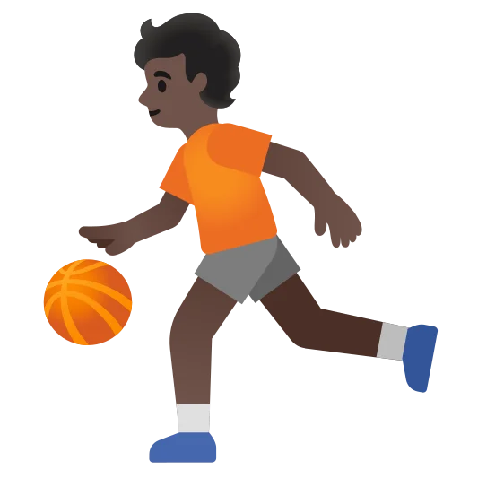 The person bouncing ball: dark skin tone emoji.
