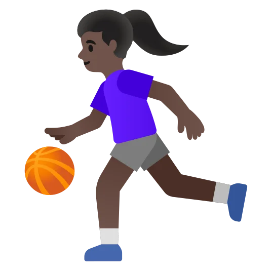 The woman bouncing ball: dark skin tone emoji.