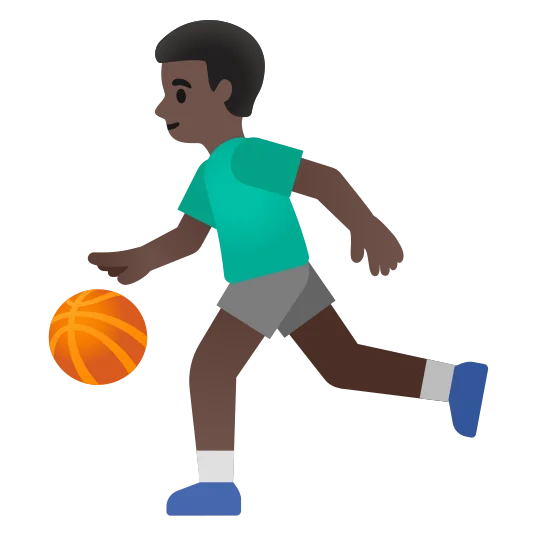 The man bouncing ball: dark skin tone emoji.
