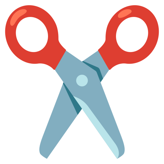 A pair of scissors used for cutting paper or other materials.
