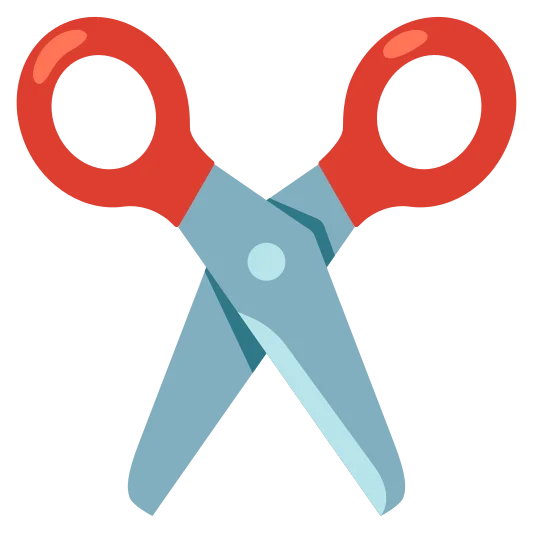 A pair of scissors used for cutting paper or other materials.