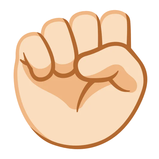 The raised fist: light skin tone emoji.
