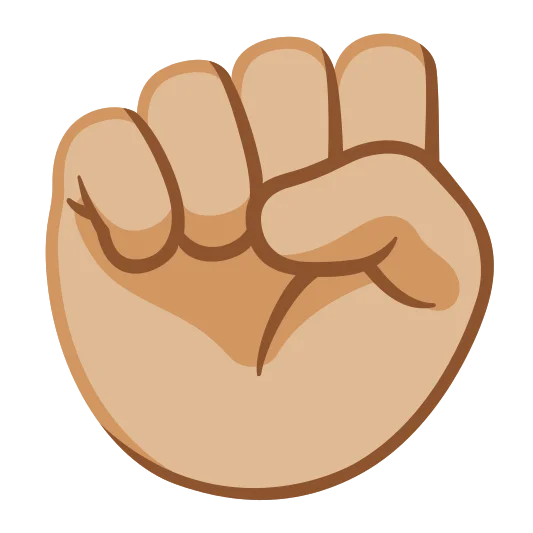 The raised fist: medium-light skin tone emoji.