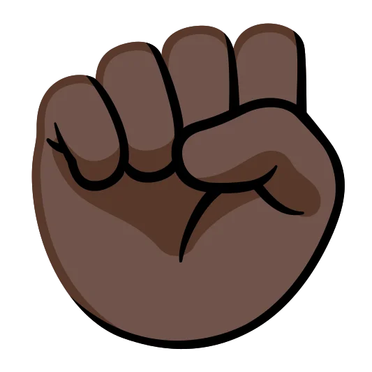 The raised fist: dark skin tone emoji.
