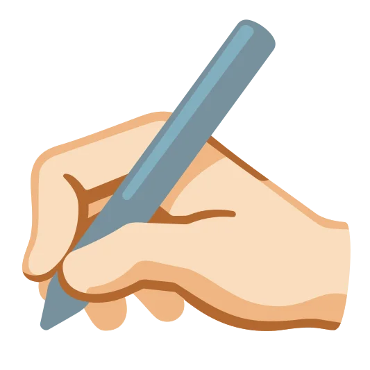 The writing hand: light skin tone emoji.