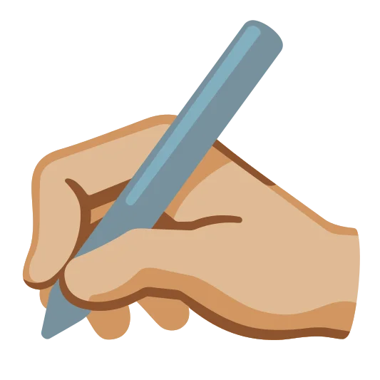 The writing hand: medium-light skin tone emoji.